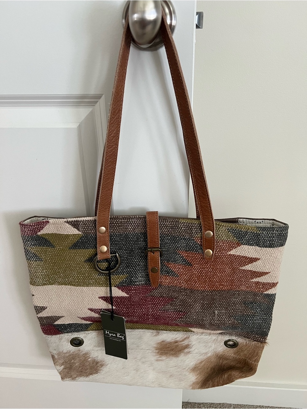 Myra Gracious Tote Weekender Bag with Cowhide Hair - Coastal Cowgirl